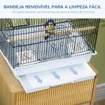Gaiola para Pássaros de Aço com Bandeja Removível e 2 Comedouros, Periquitos e Pintassilgos 50,5x41x63 cm Branco