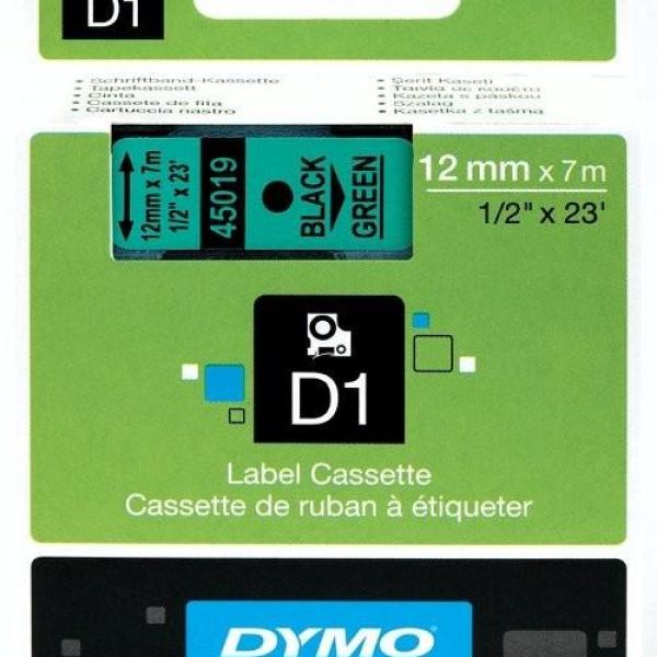 Fita Preto Sobre Verde (7 mts/1,2cm) - DYMO