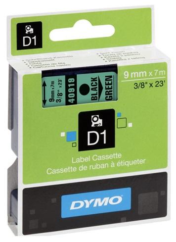 Fita Preto Sobre Verde (7 mts/0,9cm) - DYMO