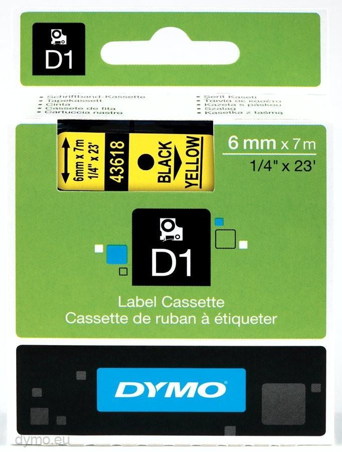 Fita Preto Sobre Amarelo (7 mts/0,6cm) - DYMO