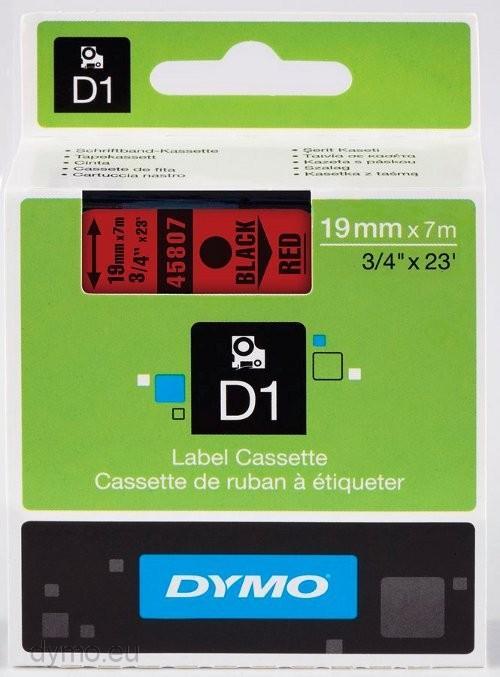 Fita Preto Sobre Vermelho (7 mts/1,9cm) - DYMO