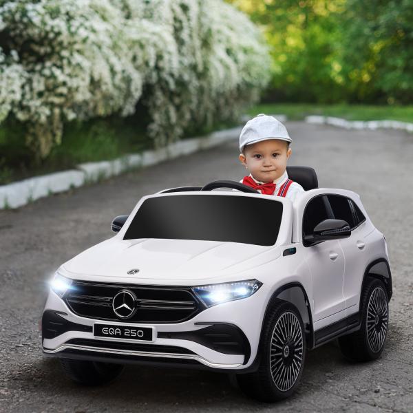 Carro Elétrico para Crianças Mercedes - Benz EQA 12V com Música Buzina Velocidade 3 - 8 km/h 111,5x69x52,5 cm Branco