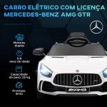 Carro Elétrico para Crianças Carro Mercedes - Benz AMG GTR com Bateria 12V Faróis Buzina e Música 108x67x46 cm Branco