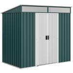 Abrigo de Jardim 2 m² 195x122x181,5 cm Abrigo de Armazenamento Metálico com Porta de Correr e 2 Janelas Verde
