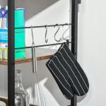 Estante de Cozinha Estante para Microondas com 4 Níveis Ganchos e Pés Ajustáveis Estante de Armazenamento 60x40x125 cm Marrom Rústico