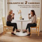 Conjunto de 2 Cadeiras de Sala de Jantar com Encosto de Ripas Estrutura de Madeira de Pinho 41x46,5x85,5 cm Madeira
