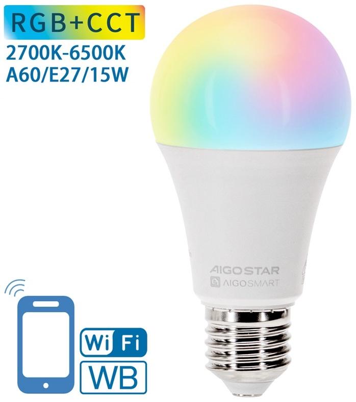 Lampada LED Inteligente Smart Wi - Fi/Bluetooth E27 A60 220V 15W RGB + 2700K~6500K 1500Lm