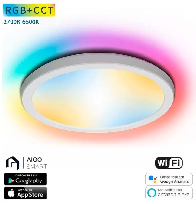 Candeeiro Plafon Redondo Inteligente Smart Wi - Fi 22W RGB + 2700K~6500K (Ø30cm)