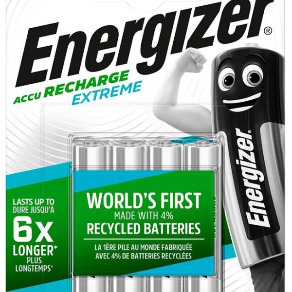 Blister 4x Pilhas Recarregáveis AAA 800mAh 1,2V Accu Recharge Extreme LR03 - ENERGIZER