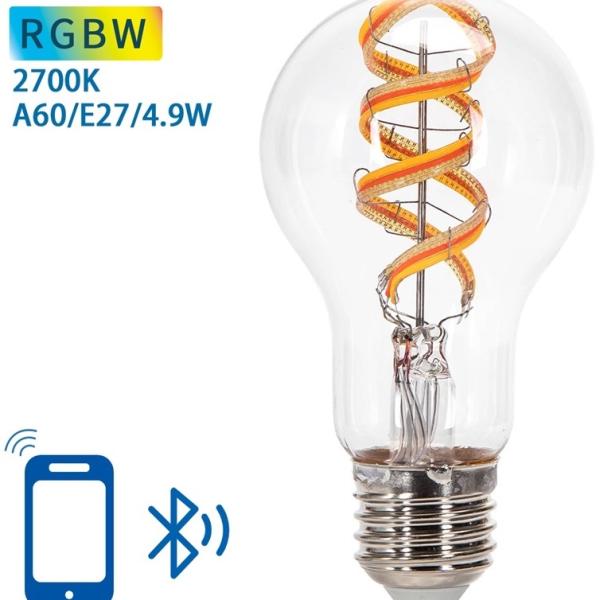 Lâmpada LED Inteligente E27 A60 Filamento Mesh Bluetooth 220V 4,9W 2700K 420Lm (Transparente)