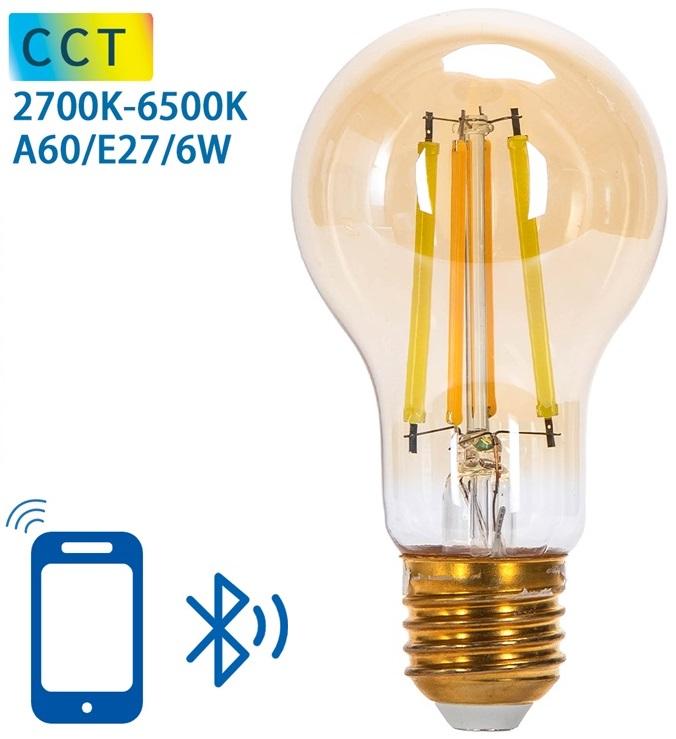 Lâmpada LED Inteligente E27 A60 Filamento Mesh Bluetooth 6W 2700K~6500K 806Lm (Âmbar)