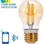 Lâmpada LED Inteligente E27 G45 Filamento Mesh Bluetooth 4,5W 2700K~6500K 470Lm (Âmbar)