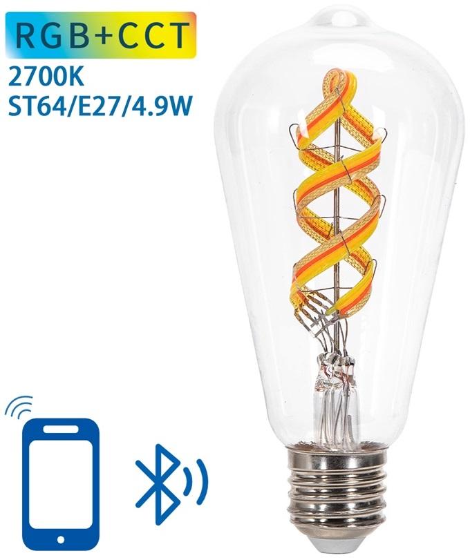 Lâmpada LED Inteligente E27 ST64 Filamento Mesh Bluetooth 220V 4,9W 2700K 470Lm (Transparente)