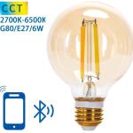 Lâmpada LED Inteligente E27 G80 Filamento Mesh Bluetooth 220V 6W 2700K~6500K 806Lm (Âmbar)