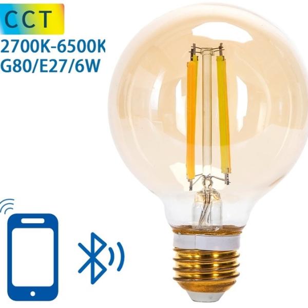 Lâmpada LED Inteligente E27 G80 Filamento Mesh Bluetooth 220V 6W 2700K~6500K 806Lm (Âmbar)