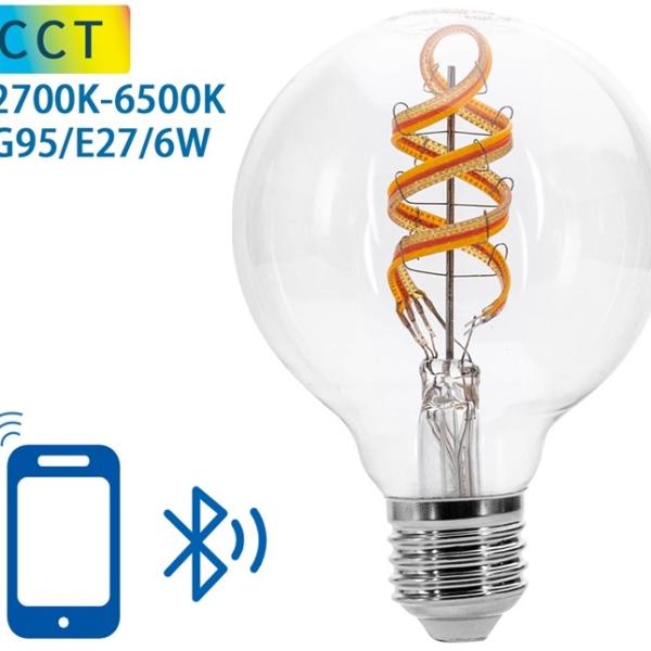 Lâmpada LED Inteligente E27 G95 Filamento Mesh Bluetooth 6W 2700K~6500K 850Lm (Transparente)