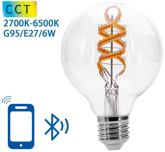 Lâmpada LED Inteligente E27 G95 Filamento Mesh Bluetooth 6W 2700K~6500K 850Lm (Transparente)