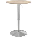 Mesa Alta de Cozinha Mesa Alta de Bar Redonda para 2 Pessoas Altura Ajustável Tampo Giratório 360° 60x60x91 cm Carvalho Claro