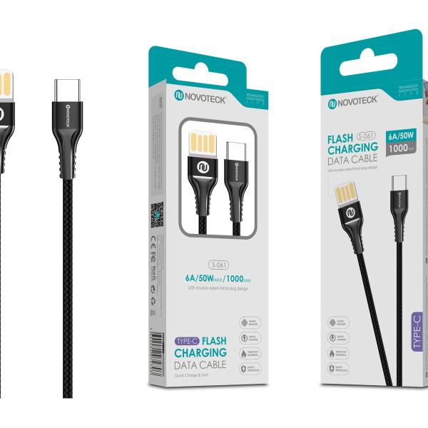 Cabo Type-C 6A 50W 1M Plug Dupla Face S-061