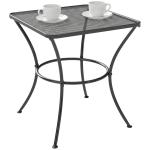 Mesa Auxiliar Quadrada Mesa de Jardim Exterior com Estrutura de Metal para Pátio Terraço Varanda 45x45x50 cm Preto