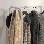 Charriot Moderno 8 Ganchos e 4 Cestos para Armazenamento Charriot com Rodas e Estrutura de Aço 63x37x153 cm Branco