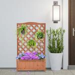 Floreira com Treliça de Madeira Caixa de Plantio com Suporte para Plantas Trepadeiras para Cultivos 70x28x117 cm Madeira