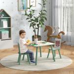 Conjunto de Mesa e Cadeiras para Crianças de 3 Peças Mesa Infantil com 2 Cadeiras Conjunto de Móveis para Atividades Verde