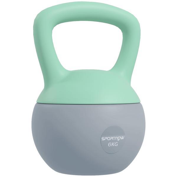 Kettlebell de 6 kg Pesa Russa Preenchida de Areia Metálica e Alça Antiderrapante para Treino em Casa Ginásio 19x19x28 cm Cinzento