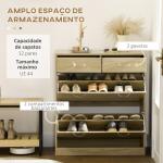 Sapateira Estreito com 2 Compartimentos e 2 Gavetas para 12 Pares de Sapatos 80x30x91,5 cm Carvalho