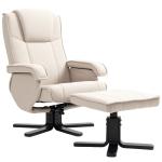 Poltrona Relax Reclinável com Apoio para os Pés Poltrona Giratória Estofada em Linho e Função Baloiço 67x87x96 cm Bege
