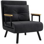 Poltrona Convertível em Cama Poltrona 3 em 1 Convertível em Cama com Encosto Ajustável em 5 Níveis 63x73x81 cm Preto