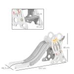 Escorregador para Crianças de 18 - 36 Meses com 3 Degraus Antiderrapantes 157x46,5x80 cm Cinza