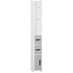 Coluna Casa de Banho com 3 Portas e 3 Prateleiras Abertas Coluna Auxiliar Estilo Moderno 15x17x120cm Branco e Cinza