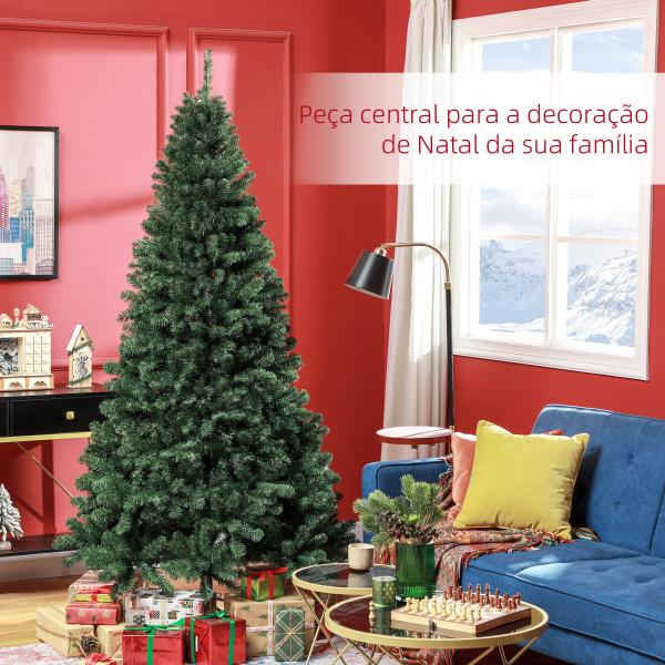 Árvore de Natal Artificial 210 cm com 1064 Ramos de Arame de Memória e Base Recolhível Árvore de Natal Verde
