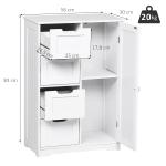 Armário Casa de Banho Móvel Auxiliar Organizador Moderno de Madeira com 1 Armário e Gavetas 56x30x83 cm Branco