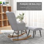 Poltrona Baloiço com Apoio para os Pés Poltrona Relax com Almofada Acolchoada e Anti - Tombo 64x89x90 cm Cinzento