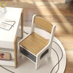 Mesas e Cadeiras Infantis Conjunto 2 em 1 com Armazenamento Mesa 61,5x61,5x48 cm Cadeiras 28,5x30,5x53 cm para Quarto Dormitório Cinza