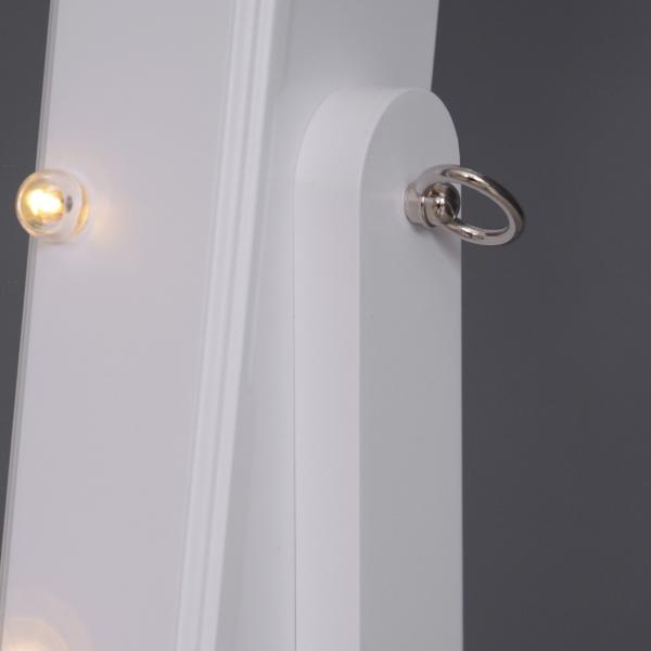 Armário para Joias 20 Luzes de LED Reclinável Fechadura Madeira 40x37x146cm Branco