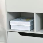 Estante de Madeira para Brinquedos com 3 Compartimentos 2 Prateleiras e Gaveta Móvel com 4 Rodas 60x29,9x90cm Cinza