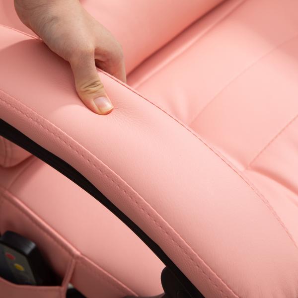 Cadeira de Massagem com 7 Pontos de Massagem Reclinável com Apoio para os Pés e Controlo Remoto 67x67x111 - 121 cm Rosa