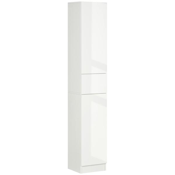 Coluna Casa de Banho com 1 Gaveta e 5 Prateleiras Coluna Casa de Banho de Estilo Moderno 30x28x170cm Branco