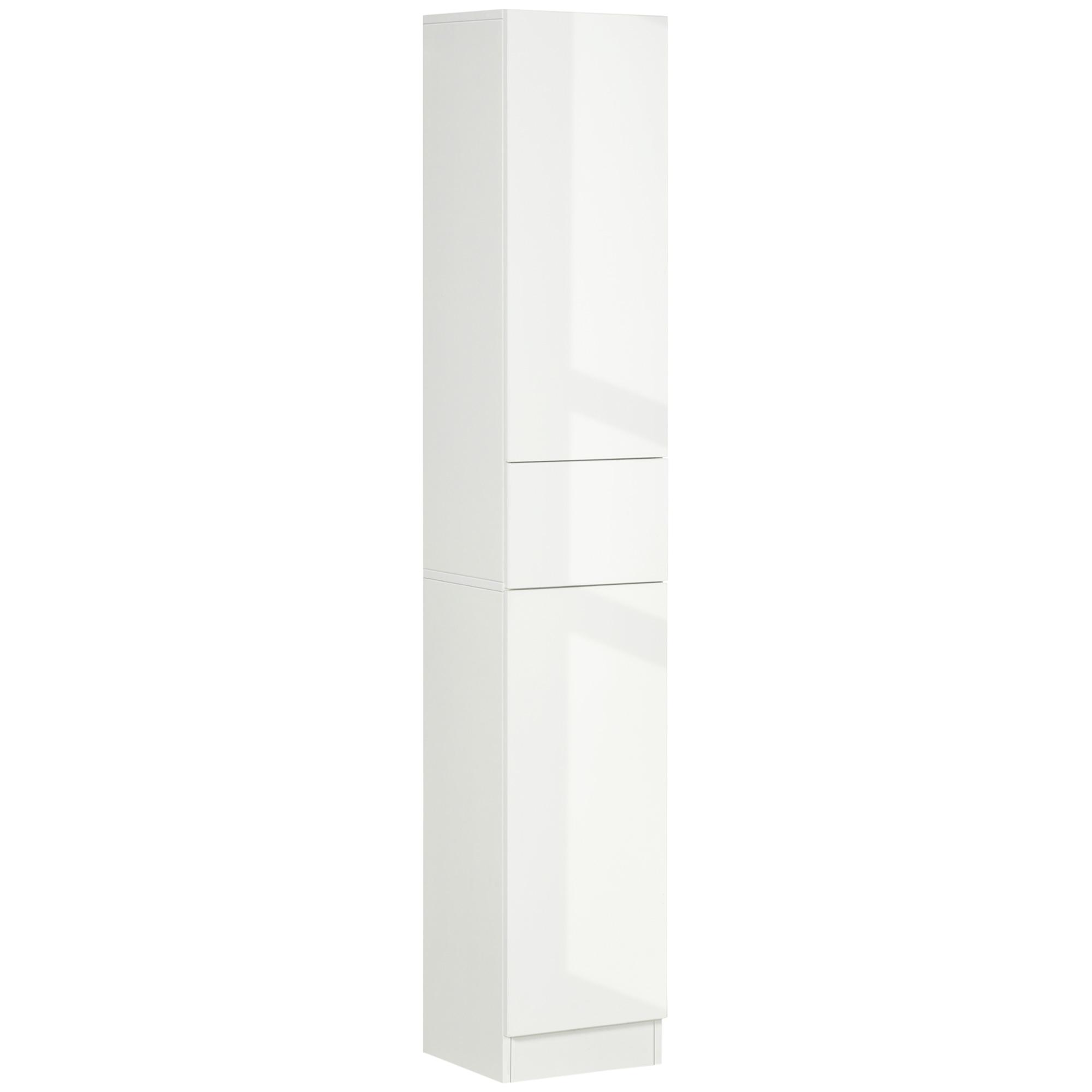Coluna Casa de Banho com 1 Gaveta e 5 Prateleiras Coluna Casa de Banho de Estilo Moderno 30x28x170cm Branco