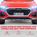 Carro Elétrico para Crianças Carro Audi Q8 Etron Sportback Infantil 12V Faróis Buzina e Música 98x49,5x43 cm Vermelho