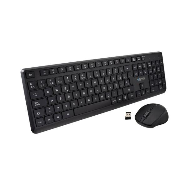 Teclado e Rato V7 CKW350ES Preto Qwerty espanhol