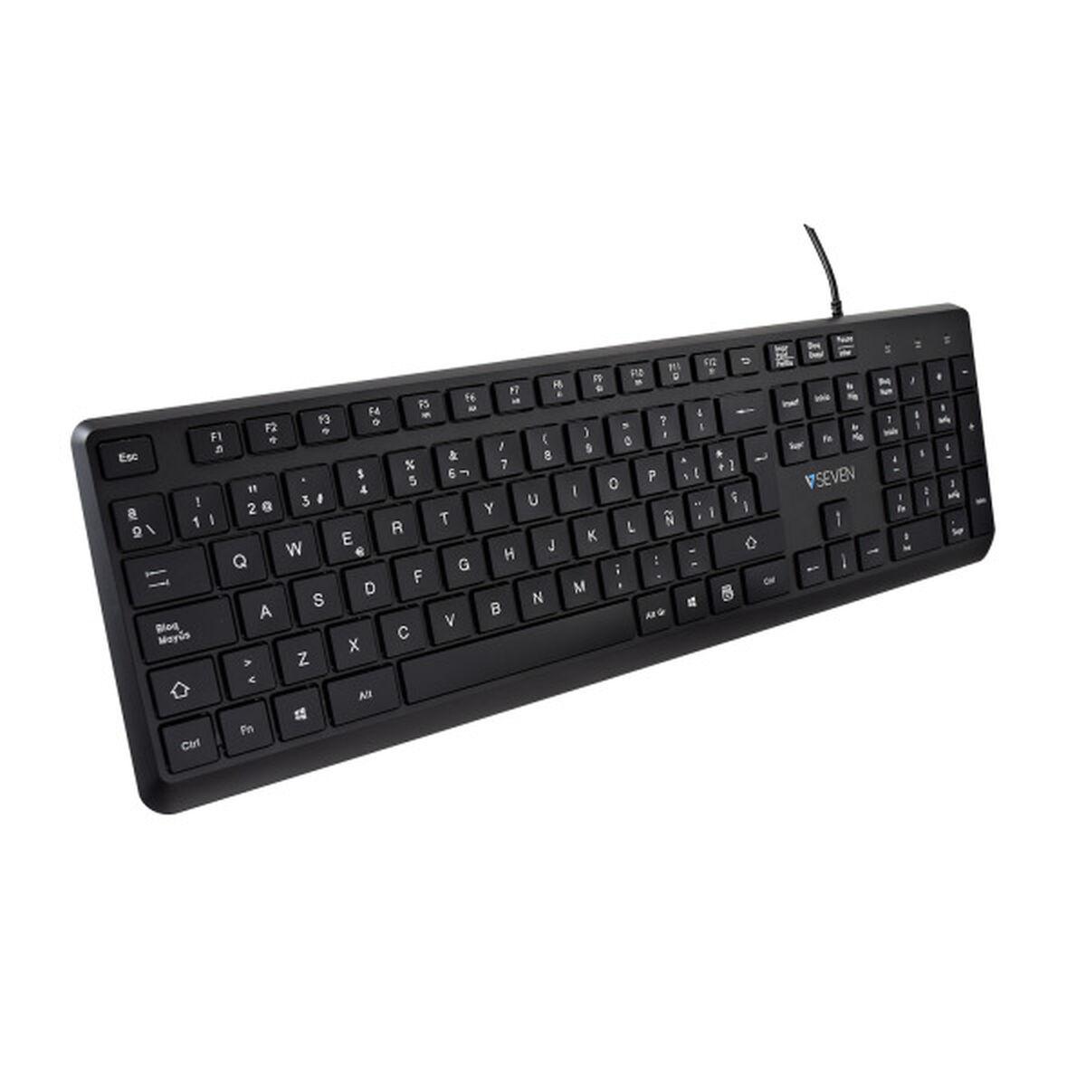 Teclado V7 KU350ES Preto Qwerty espanhol
