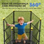 Trampolim para Crianças com Rede de Segurança e Estrutura de Aço para Interiores e Exteriores Carga 50kg Ø140x190 cm Preto