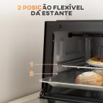 Mini Forno Elétrico 9L com Temperatura Ajustável até 230°C Temporizador 60 min e Bandeja para Assar 35x24,6x20 cm Preto