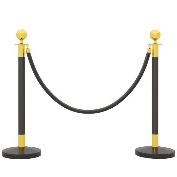 Postes Separadores de Aço Inoxidável de 2 Peças, 96 cm de Altura, Base Recheável, Corda de Veludo Preto