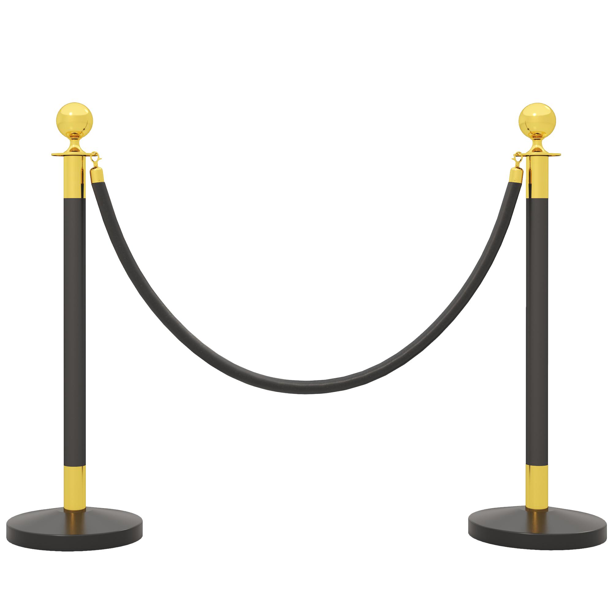 Postes Separadores de Aço Inoxidável de 2 Peças, 96 cm de Altura, Base Recheável, Corda de Veludo Preto