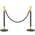 Postes Separadores de Aço Inoxidável de 2 Peças, 96 cm de Altura, Base Recheável, Corda de Veludo Preto